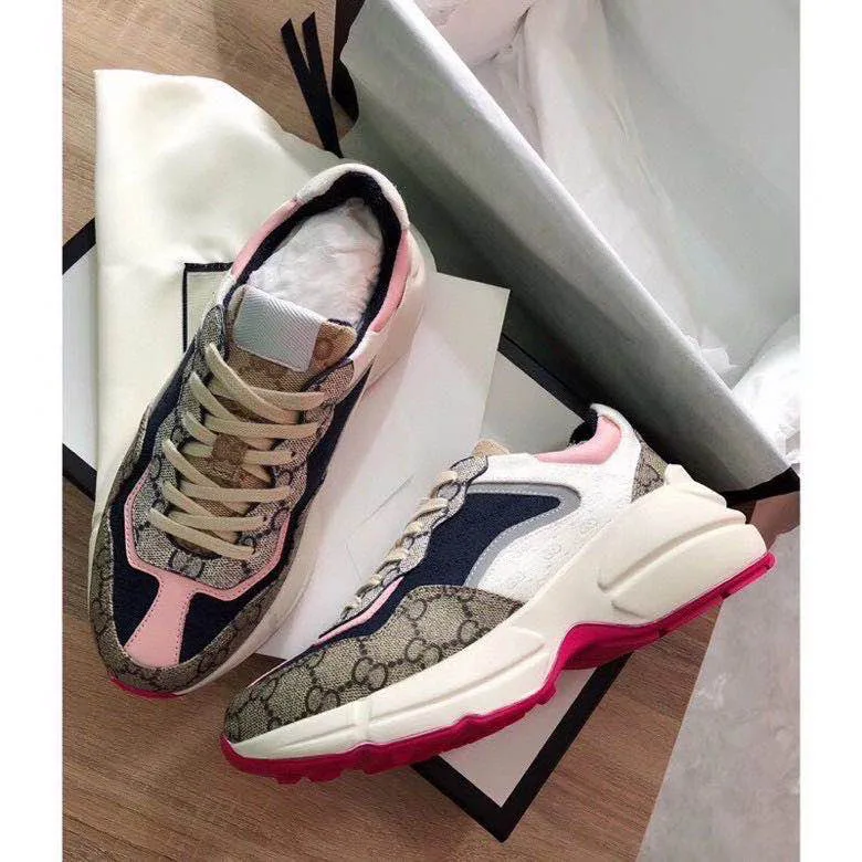 

2021 color matching presbyopia old shoes female ins retro thick-soled couple casual sports shoes women's tennis shoes, As shown in the picture