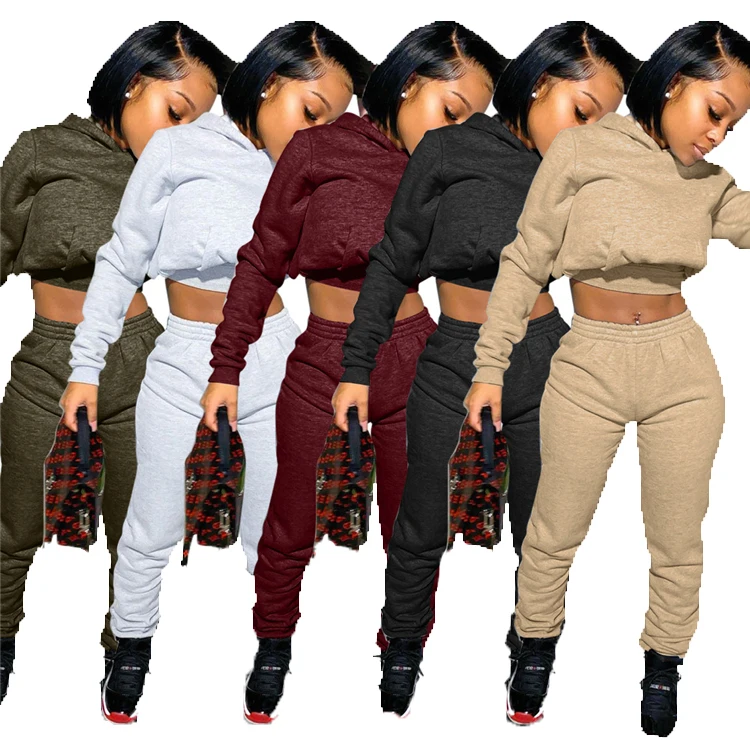 

Womens Joggers 2 Piece Crop Top Fall Two Pieces Jogger Tracksuit Set Sweatsuit Set Two Piece Pants Set for Women, Picture