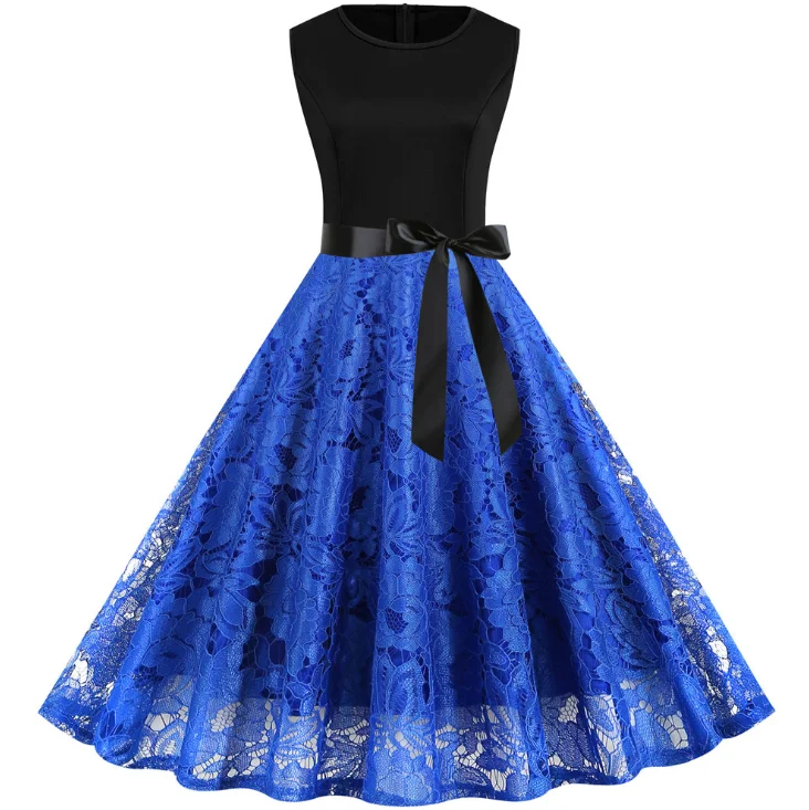 

c10614a 2020 summer women sleeveless casual lace dress