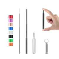 

Wholesale custom reusable collapsible foldable stainless steel telescopic metal drinking straw set