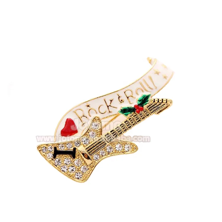 

Guitar Brooch, Crystal Musical Rock And Roll Guitar Broach, Music Jewelry, Blue boot