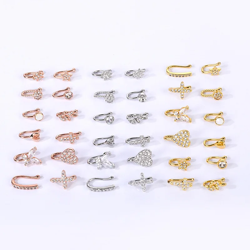 

YW New Design Nose Cuff Double Butterfly Nose Clip Non Piercing Face Nose Rings Gold Helix Earring Cartilage Jewelry