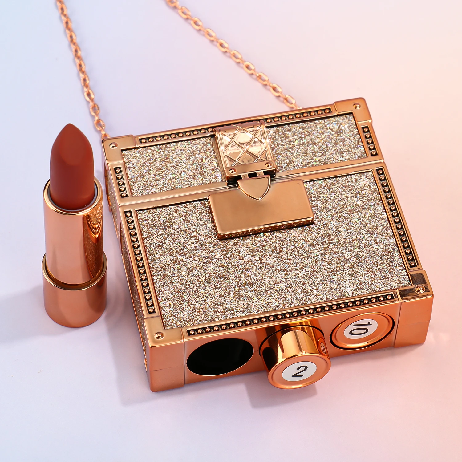 Matte Lipstick Set 3 Colors Lip Stick With Gold Chain Bag Private Label Custom Push to Release Lipstick