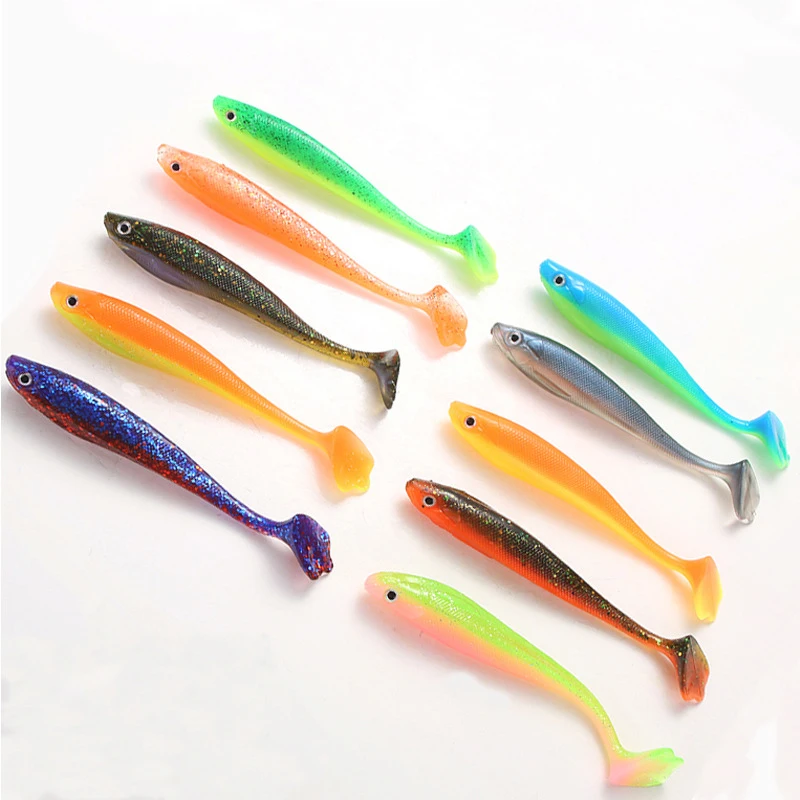 

WEIHE Fishing Lure for Bass New Big T Tail Soft Bait Fishing Lures Set 10cm/8.9g 12cm/14g Crank Hook Soft Lure Fishing Gear, 10 colors