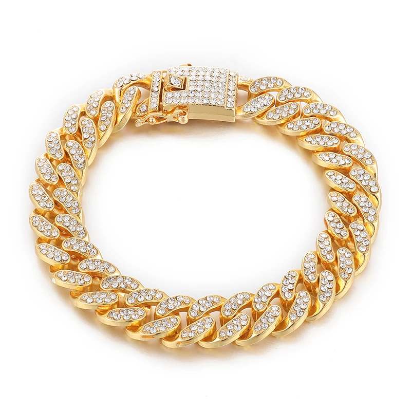 

high quality iced out hip hop cuban link chain bracelet for man