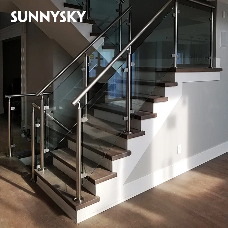 Sunnysky Modern Glass Railing System Deck Stainless Steel Balcony Stair ...