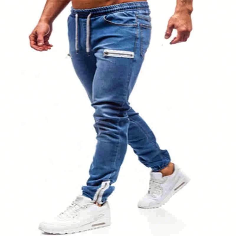 

Voogue Embroidered jeans men's stitching slim micro stretch denim trousers, Customized color