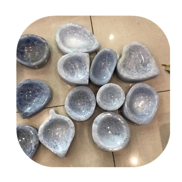 

New arrivals spiritual crystal crafts natur mixed shaped sky blue celestite quartz bowl for Decor