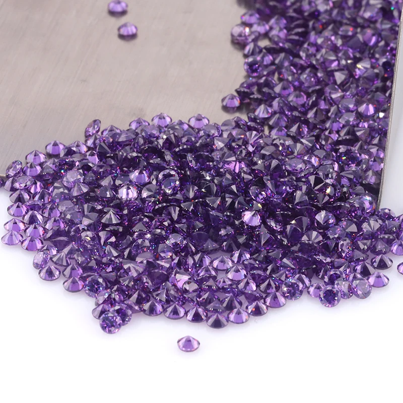 

0.8-3.0mm small size round brilliant cut purple amethyst color loose cz stones