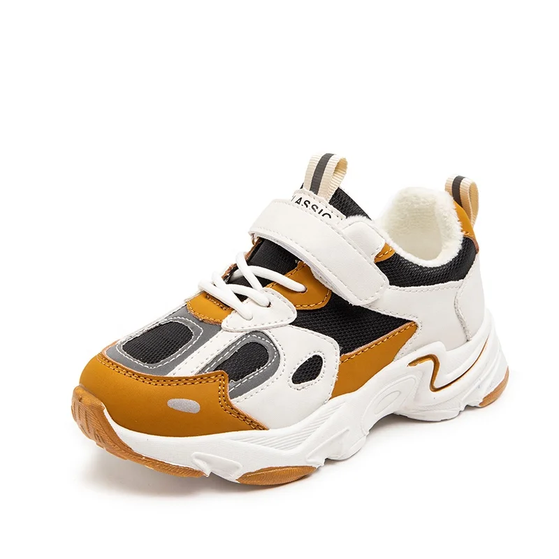 

Children walking leather shoes winter 2021 new boys fashion matching color sneakers girls soft bottom casual running shoes