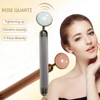 

Wholesale nature green/pink/black stone rose quartz tools electric vibrating massage face jade roller