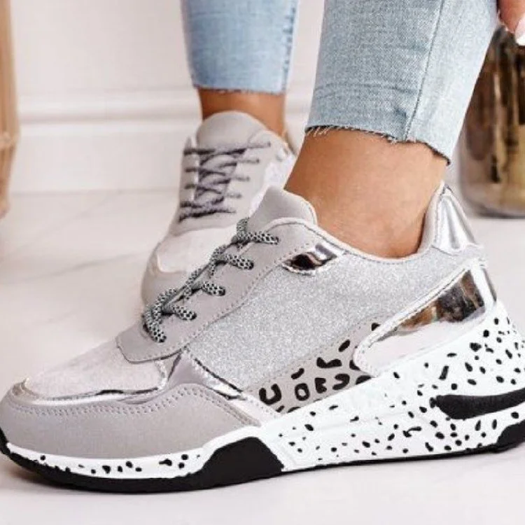 

2021 Platform Casual Sports Shoes Breathable Walking Trainer Sneakers Women's Autumn Shoes For Woman, Grey,gold