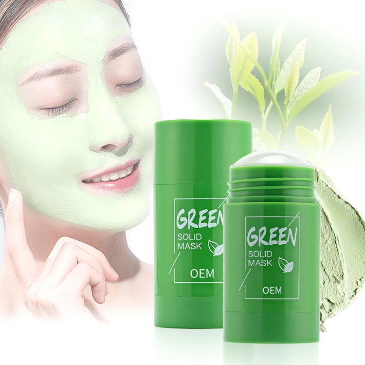 

mascarillasl facial face oil control solid mask pore deep clean blackhead cleansing purifying clay mud green tea mask stick