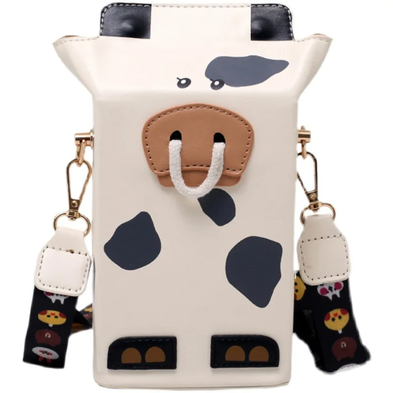 

Fashion Wholesale Animal Shape Shoulder Bag Small Square Bag Cows Designer Handbag For Kid, White