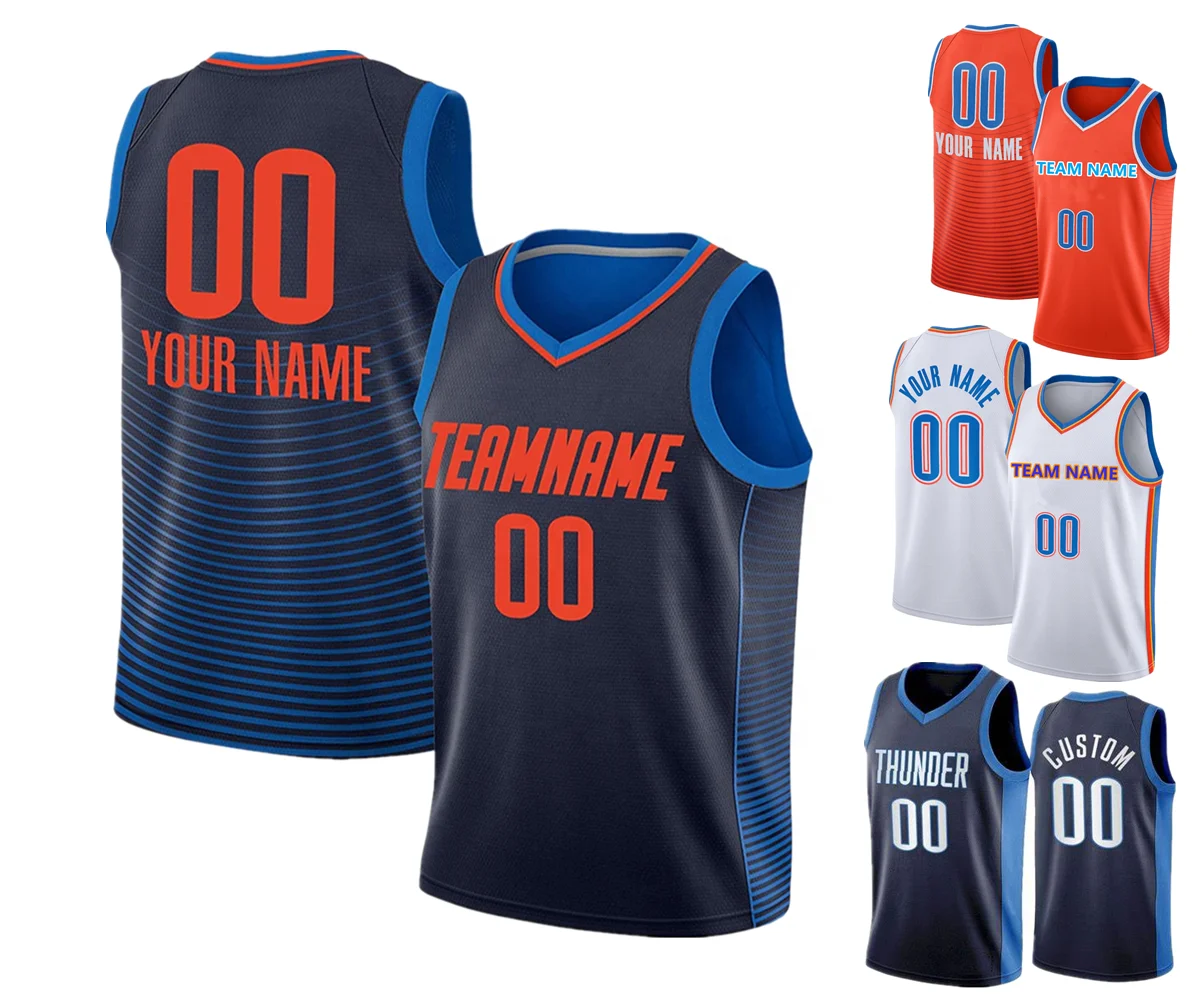 

Wholesale Stitched Custom Blank Oklahoma City Edition Basketball Jersey Navy Blue Orange 2021/22 For Men Women Youth, Custom accepted