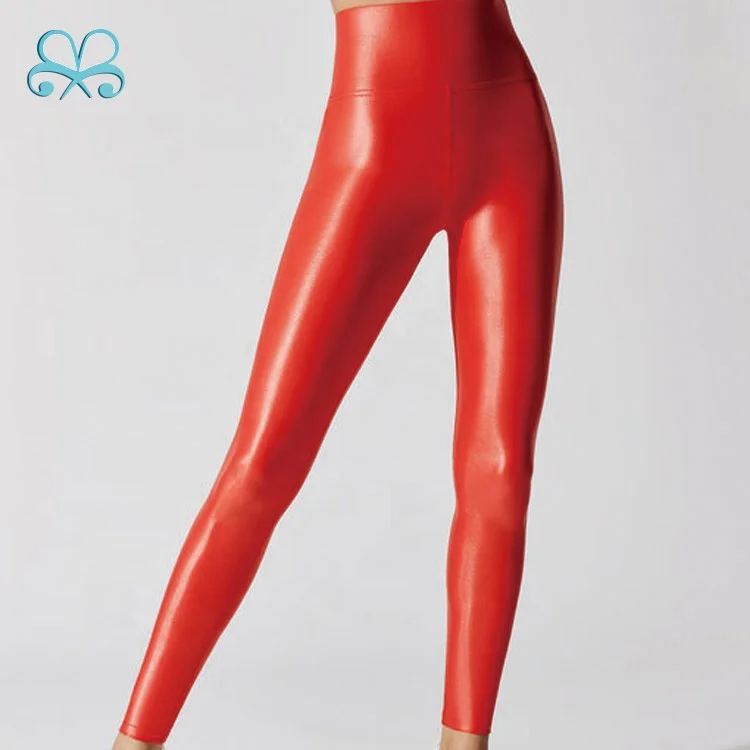 High Waist Tummy Control Stretch Glossy Yoga Leggings For Women - Buy ...