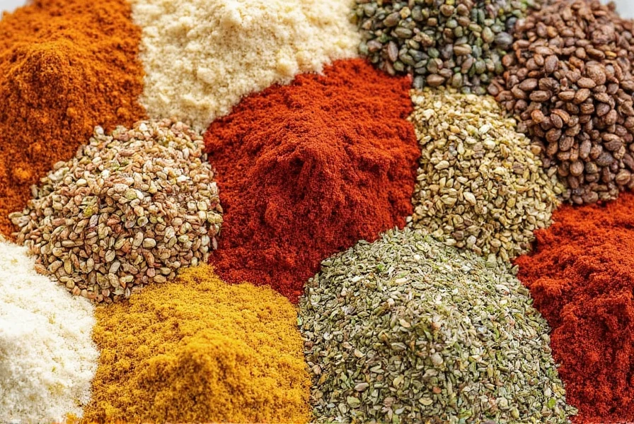 Spice rack with various jars of herbs and spices