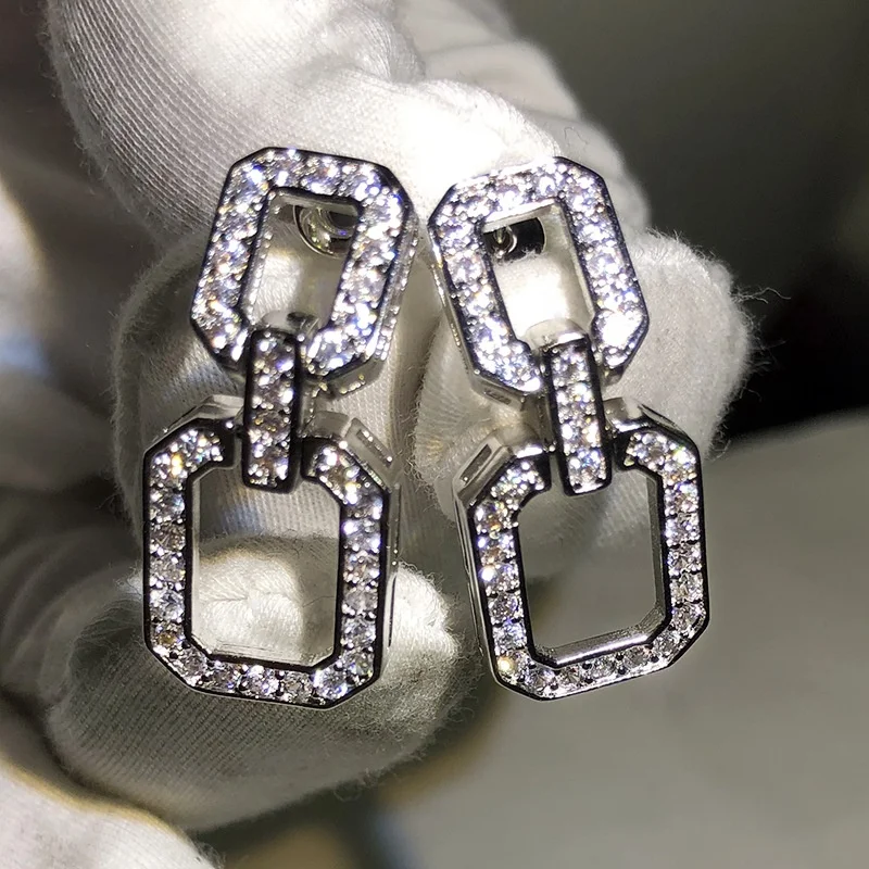 

New Wave Fashion Temperament Earrings Inlaid Square Round Earrings Female