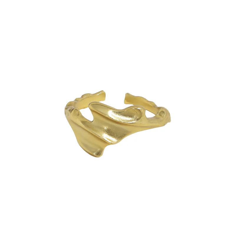 

fashion Jewelry Gold plated hammered irregular 925 silver wholesale womens ring
