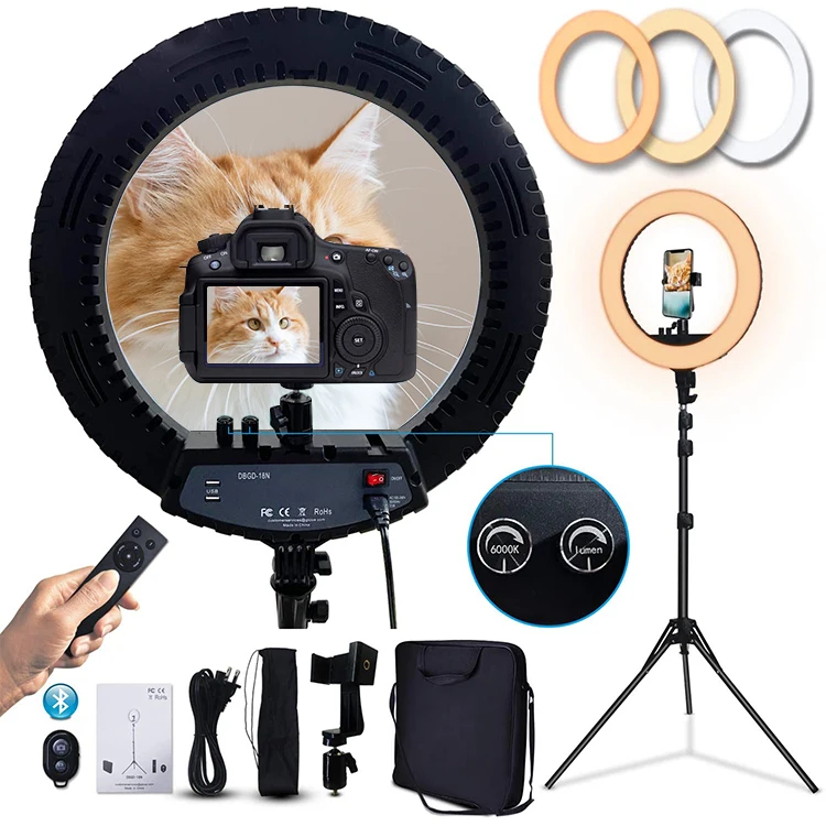 

Wholesale 45CM 18inch LED Circle Ringlight Selfie Dimmable Remote Filling Light 18" Ring lighting Beauty Tripod Stand