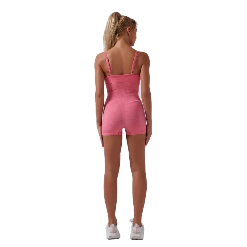 

Popular Amazon Solid Color Cotton Seamless Sports Lightweight Sleeveless Jumpsuit Yoga Set, As picture