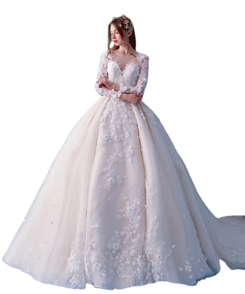 

ODELIA New Off Shoulder Long sleeve Lace Ball Gown Wedding Dresses