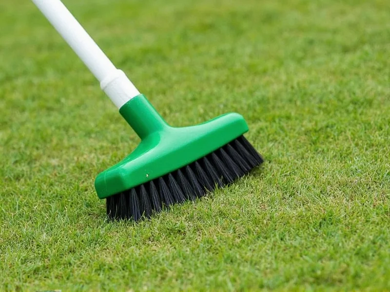 Maintaining DIY putting green with brush