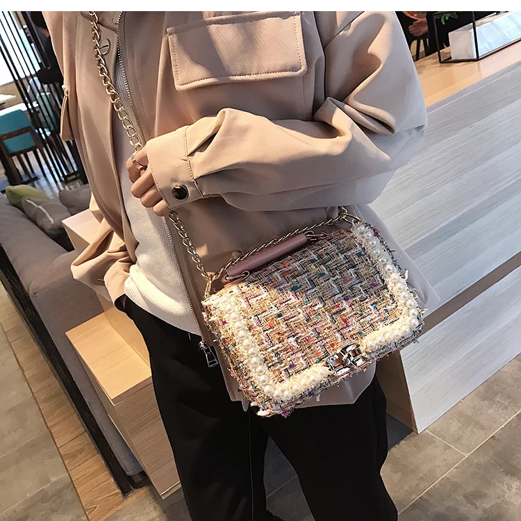 

2021 Unique pearl beaded portable women hand bags diamond crystal ladies clutch bag evening party bags
