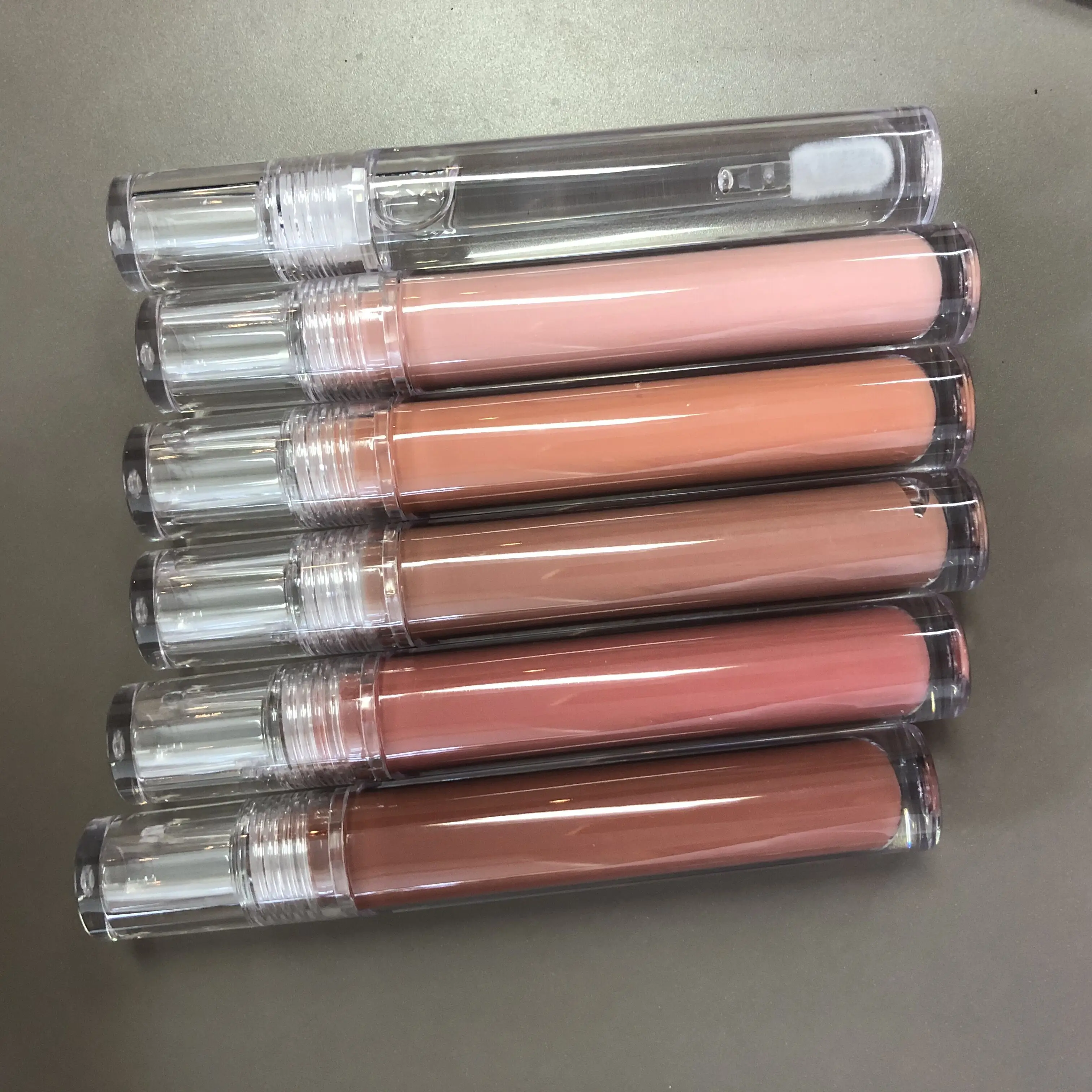 

Moisture glossy colors brown nude lip gloss with private label, 7 color