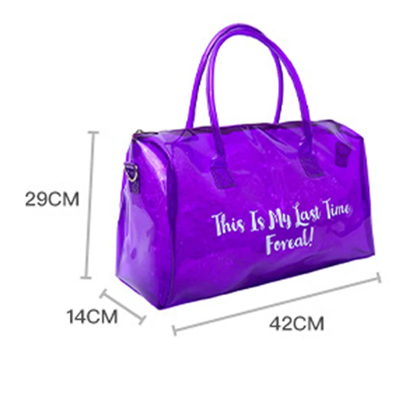 

Transparent Letter Bag PVC Large Duffle Luggage Travel Bags Portable Outdoor Yoga Sports Gym Bags with Custom Print, 16 colors