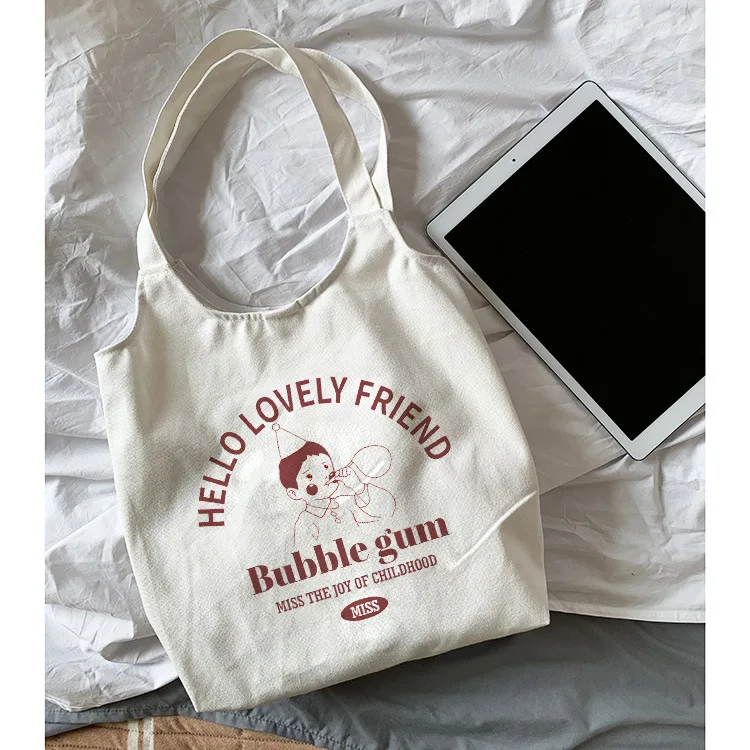 

Girls' canvas bag cartoon pattern printing new student Canvas Shoulder Bag, As the pics