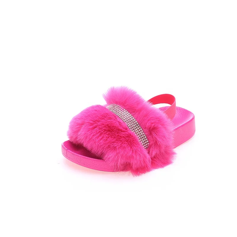 

Newest shoes furry slides slipper faux fur indoor outdoor children anti-skin shoes kids toddler size babies fur sandals, As picture or customized color