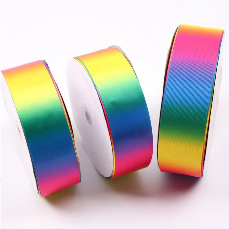 

50mm Satin Ribbon Gradient Ombre Custom Printed Sublimation Polyester Ribbon Rainbow RIBBONS Single Face 100% Polyester 2"