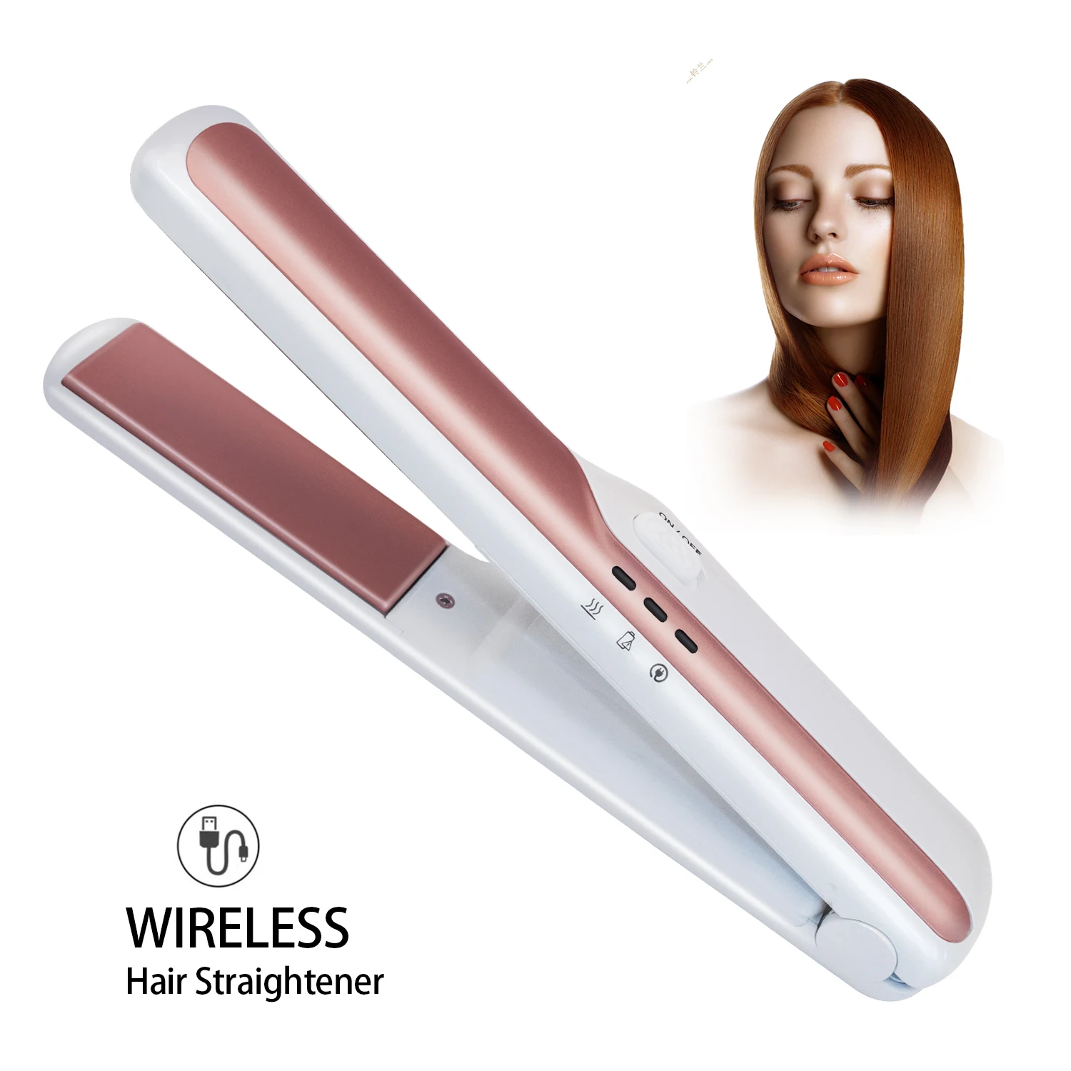 

USB Wireless Hair Straightener Dual Voltage 2400mAh Adjustable Temp Portable Hair Iron Straightening Salon Hair Fashion Tool