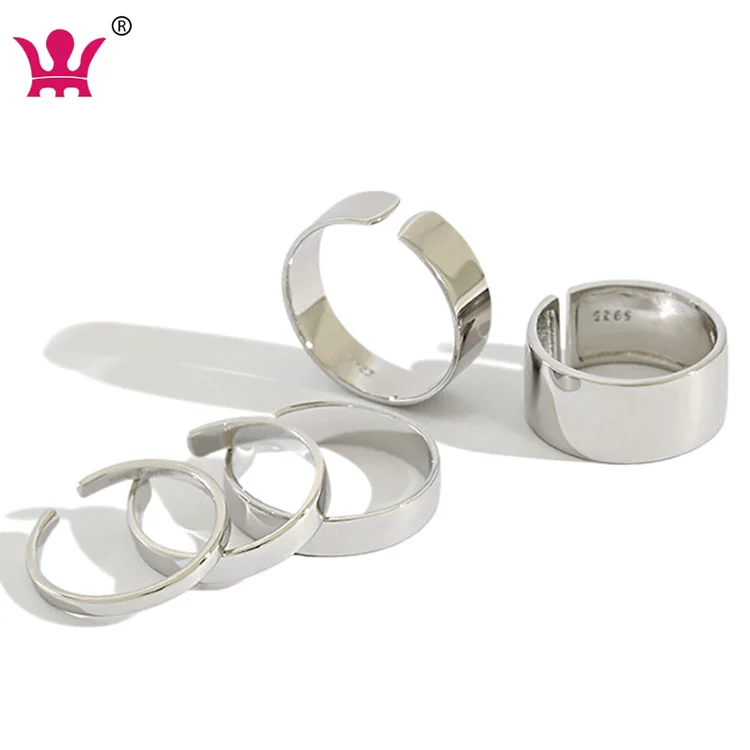 

S925 Sterling Silver Simple Band Ring Open Ring Ajustable Joint RingS Mens Womens Jewelry