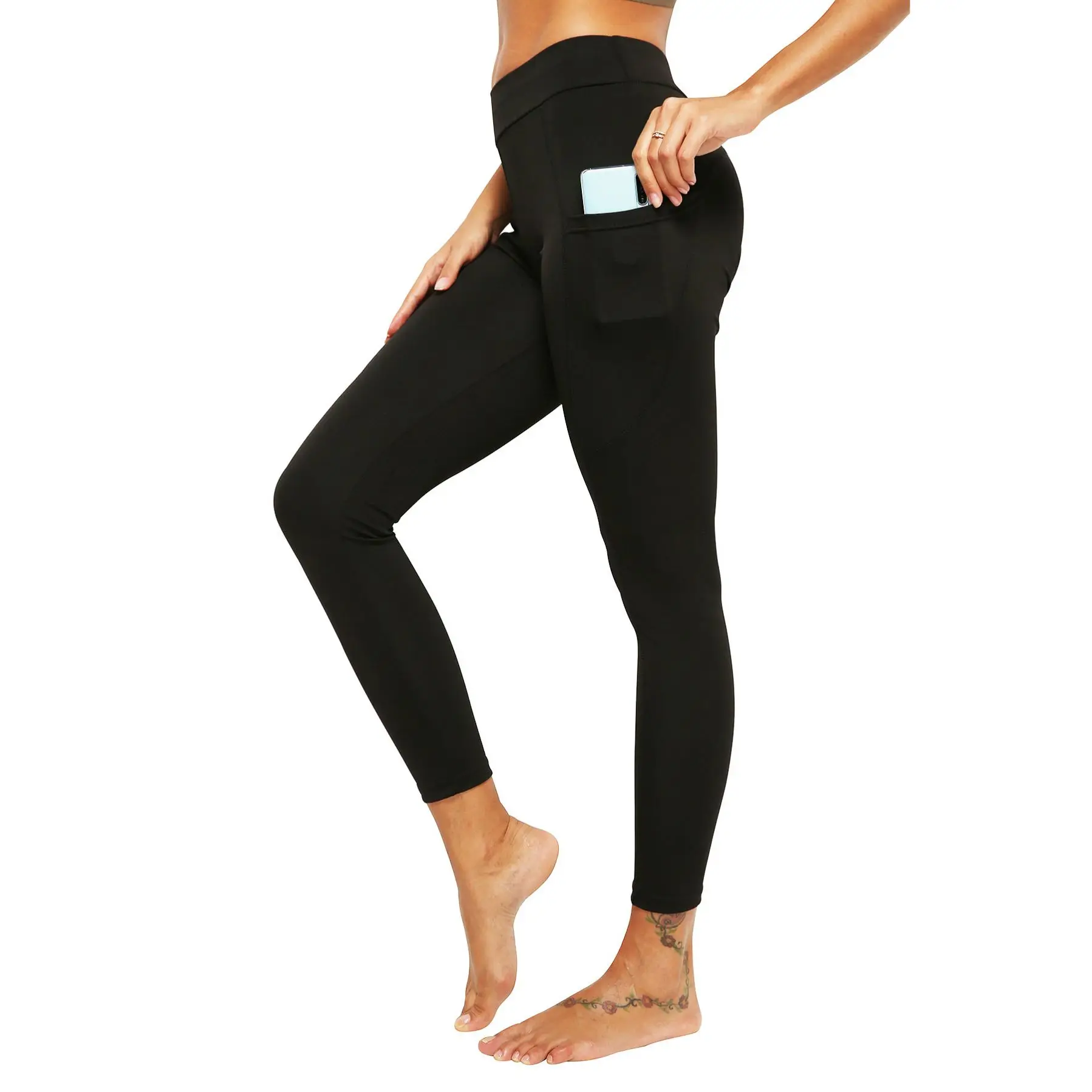 

out pocket high quality fitness Leggings with high Waist Black tummy control yoga pants, Black/gray/blue/wine