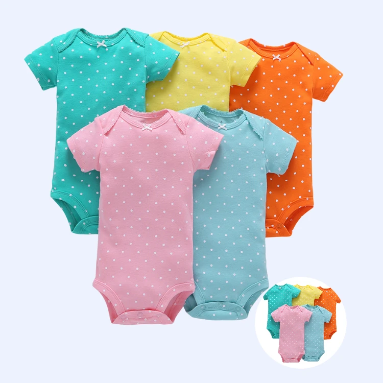 

RTS spring summer dot print baby bodysuit baby girl's clothing sets