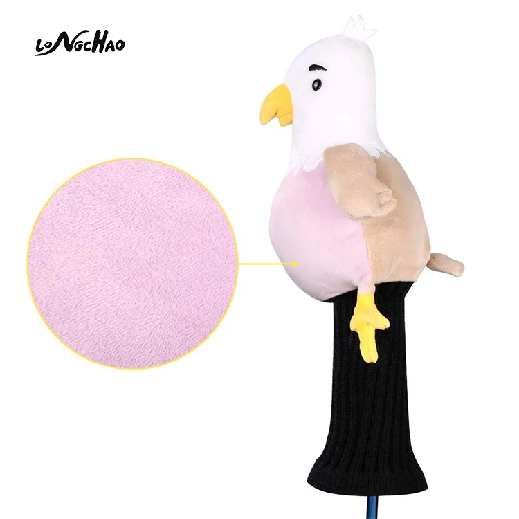 

2020 Special Design Cute Plush Bald Eagle Golf Headcovers, Pink and brown
