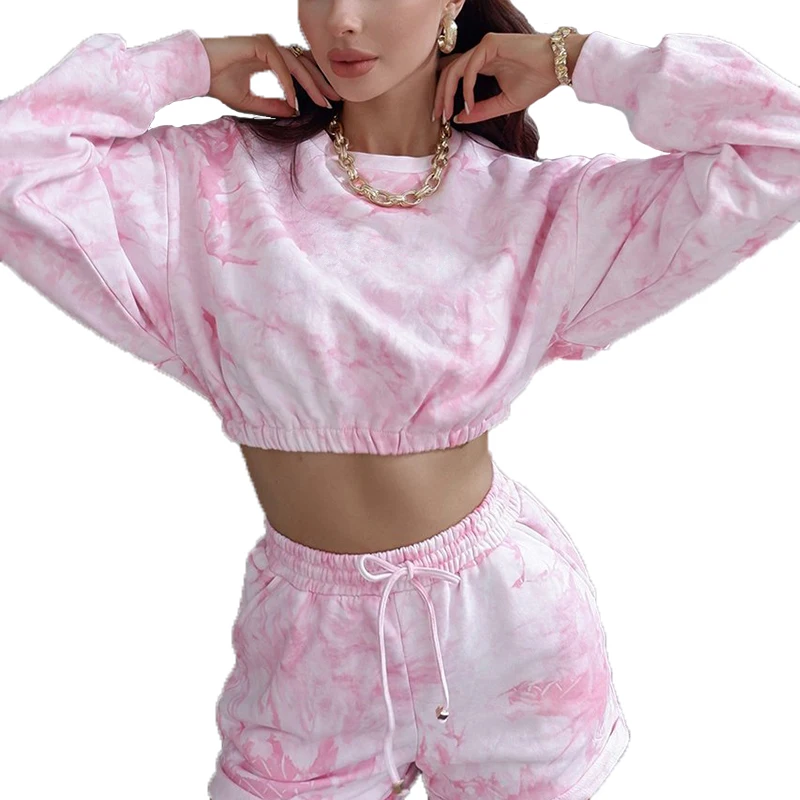 

Women Crop Top Short Pants Tie Dye Hoodie Fall Clothing for Women Tie Dye Set Two Piece Set Women Clothing Hoodies 7-15 Days, Solid