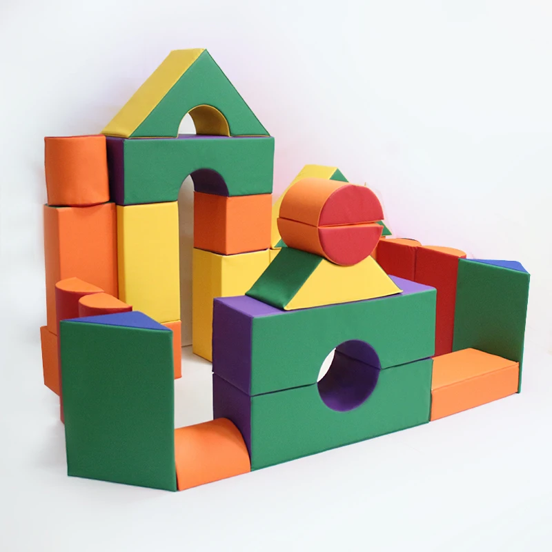 

EN71 indoor playground 35pcs Soft Play blocks with printing PU Foam Soft Kids Building Blocks for Baby, All colours