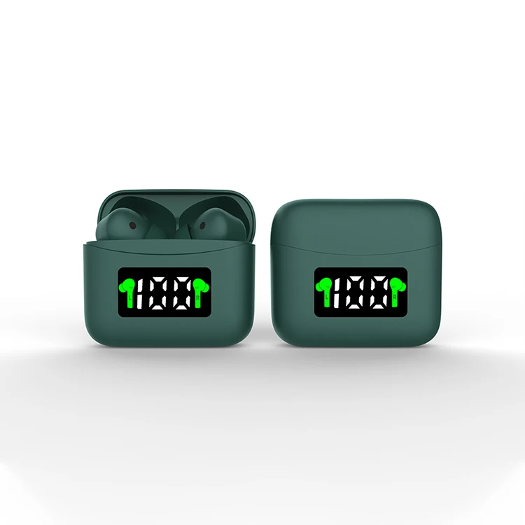 

Digital Display Fasion Cool Designed Touch Sensor Control wireless high quality Earbuds, White/black/forest green