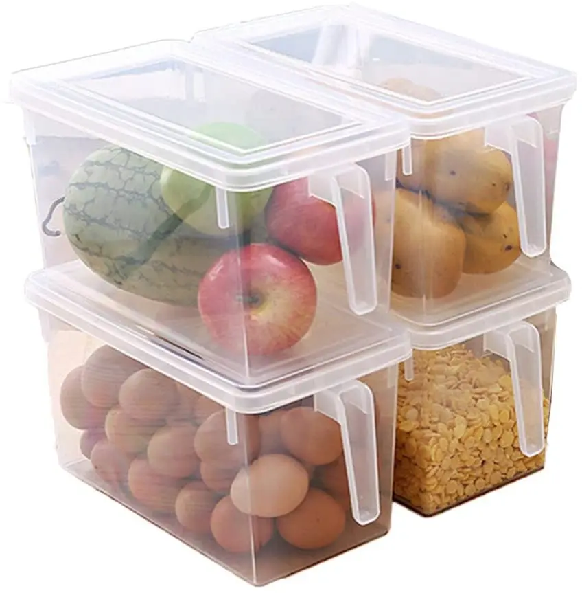 

Plastic Food Storage Container with Lid and Handle Food Storage Organizer Box Fresh Box for Kitchen Refridgerator Fridge, Customized