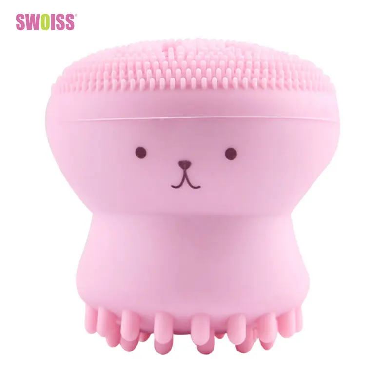 Lovely Cute Animal Small Octopus Shape Silicone Facial Cleaning Brush Deep Pore Cleaning Exfoliator Face Washing Brush Skin Care