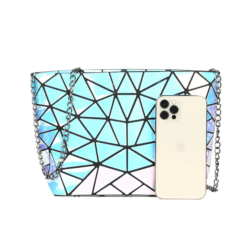 

New Laser Bag Geometric Rhombus Single Shoulder Chain Crossbody Shoulder Bag, As pictures