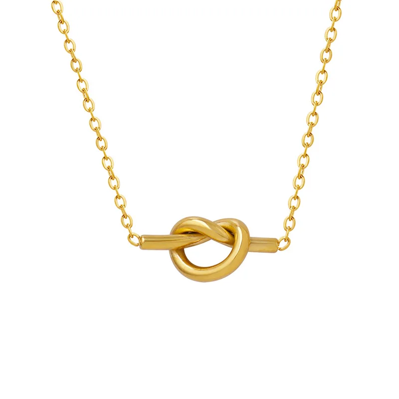 Joolim Stainless Steel Jewelry 18K Gold Plated Twisted Circle Heart Knot Pendant Necklace Trendy Fashion Jewelry Wholesale
