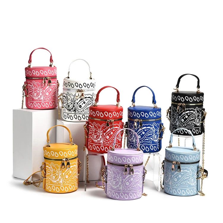 

FJ31-172 Western designer latest full printed ladies PU leather hand bags, 8 colors