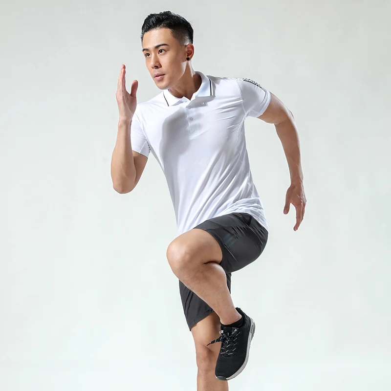 

Summer Short Sleeve Quick Dry Compression Cycling Jersey Polo Shirt Men's Tracksuit Yoga Fitness GYM Jog Sport Shirts, White,grey,navy,yellow,lake blue,red,black,royal blue