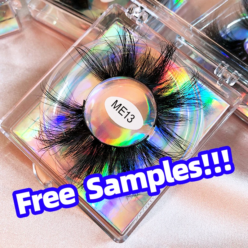 

Free Samples wholesale eyelash packaging fluffy 25 mm 3d real mink eyelashes private label lashes box vendors, Natural color