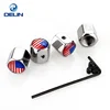 Lock tire valve stem caps with cap logo Dustproof seal Anti-theft valve covers Hexagon design Chrome plated Silver Color