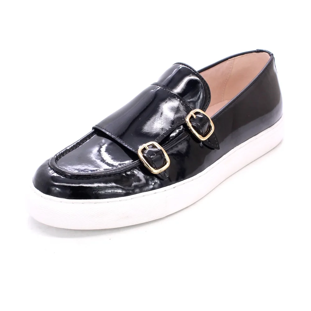 

2021 Trendy Loafers Patent Leather Double Monk Strap Slip On Mens Casual Shoes, Customized color